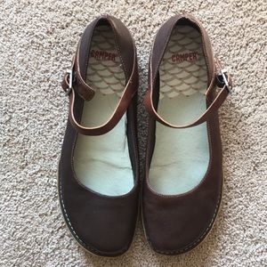 Leather Camper Brand Flats